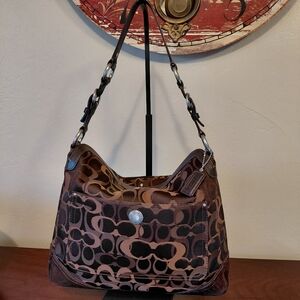 Coach Chelsea Signature Hobo Shoulder Bag, Chocolate Brown # 10143